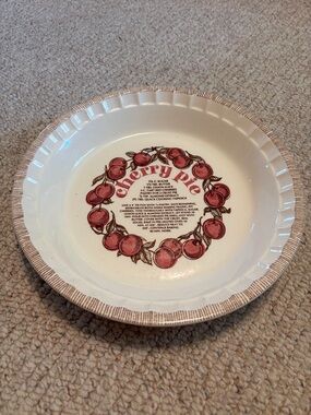 Vintage Country Harvest Cherry Pie Ceramic Pie Plate